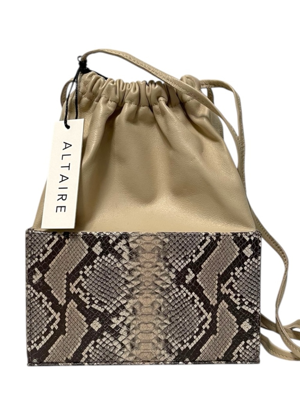 NWT ALTAIRE Leather Box Bag - Natural Snake